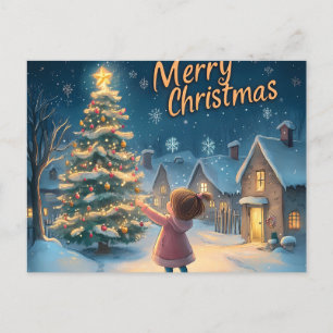 Enchanting "Merry Christmas" Village Postcard