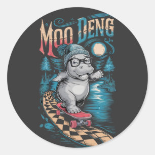 Enchanting Moo Deng Hippo Classic Round Sticker