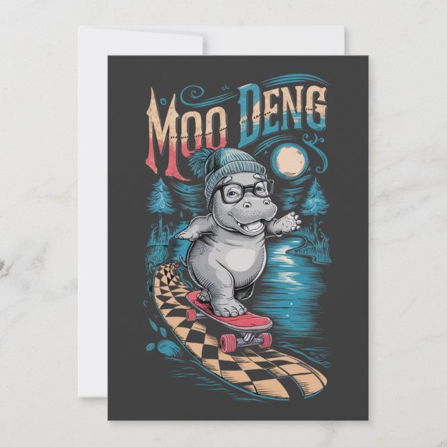 Enchanting Moo Deng Hippo Invitation (Front)