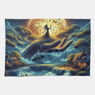 Enchanting Moonlight Serenade Tea Towel