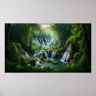 Enchanting Multi-Tiered Waterfall Poster