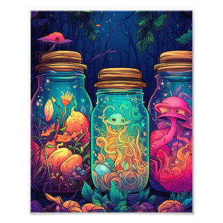 Enchanting Mushroom Jars – Hypercolorful Photo Print