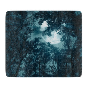 Enchanting Night Forest with Full Moon Cutting Board