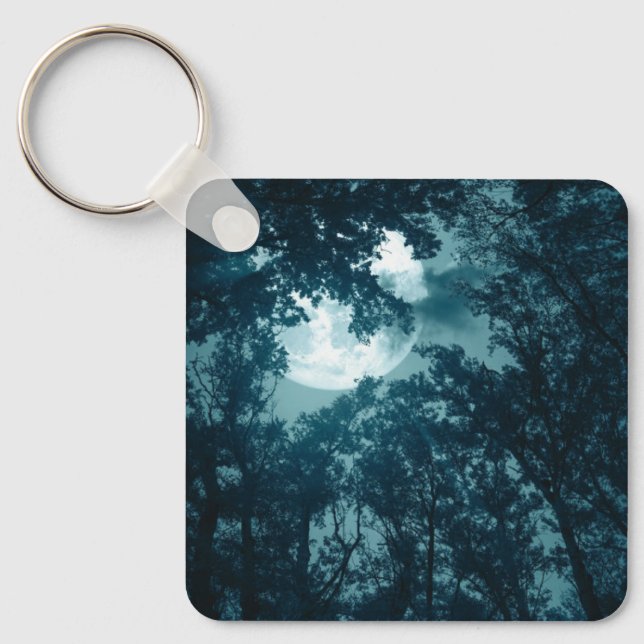 Enchanting Night Forest with Full Moon Key Ring (Front)