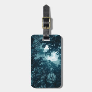 Enchanting Night Forest with Full Moon Luggage Tag