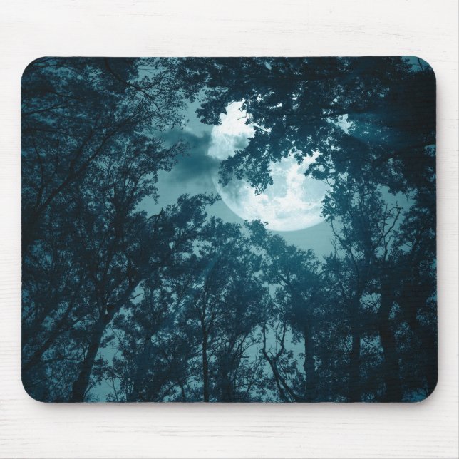 Enchanting Night Forest with Full Moon Mouse Pad (Front)