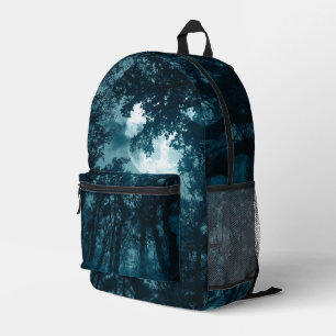 Enchanting Night Forest with Full Moon Printed Backpack