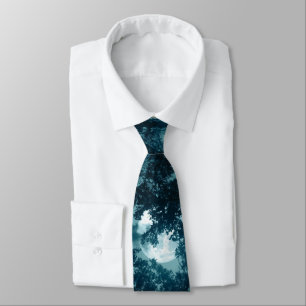 Enchanting Night Forest with Full Moon Tie