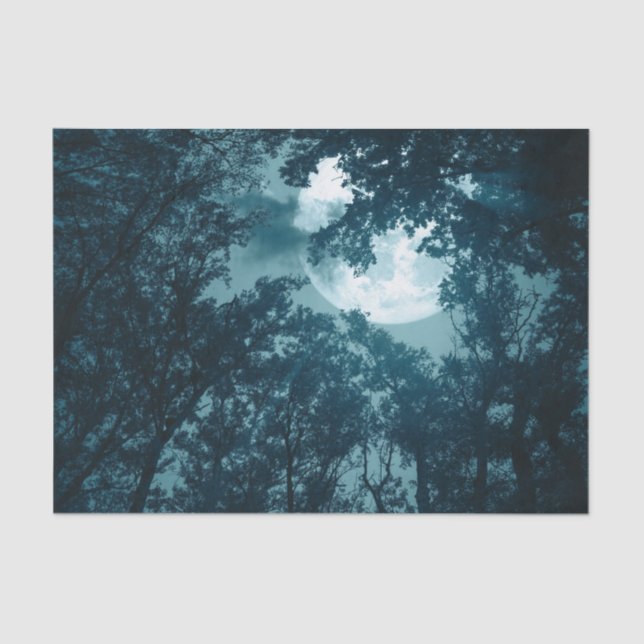 Enchanting Night Forest with Full Moon Tissue Paper (Front)