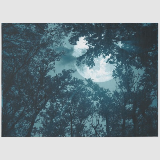 Enchanting Night Forest with Full Moon Tissue Paper (Front)