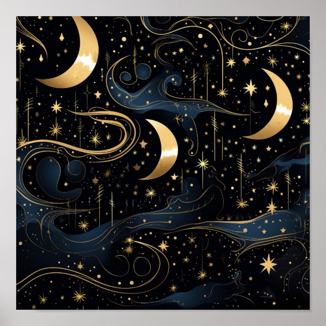 Enchanting Night: Glowing Fireflies, Twinkling Sta Poster (Front)