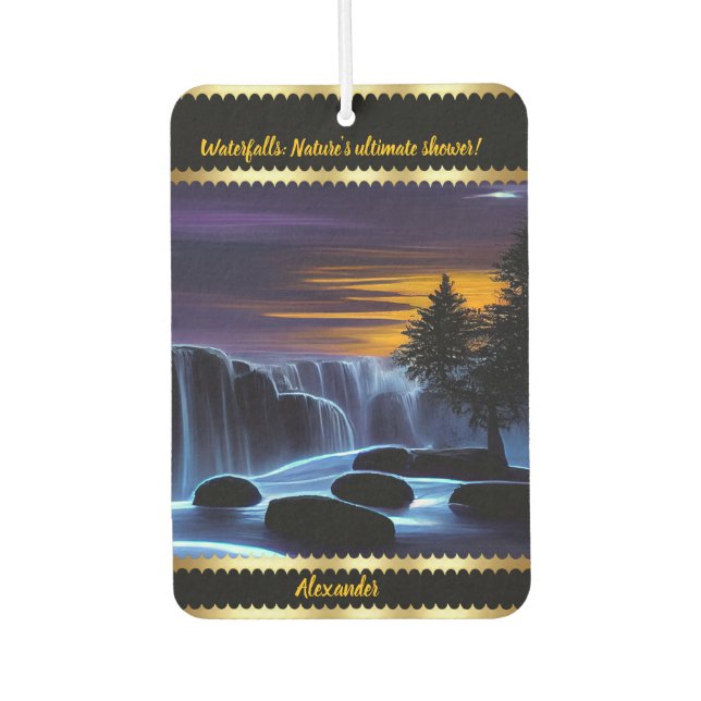 Enchanting night waterfalls with a personal touch car air freshener (Front)