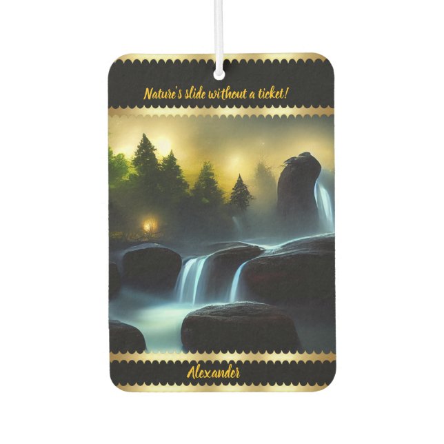 Enchanting night waterfalls with a personal touch car air freshener (Front)
