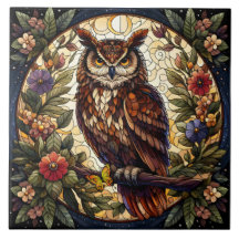 Enchanting Nocturnal Owl Stained Glass Art