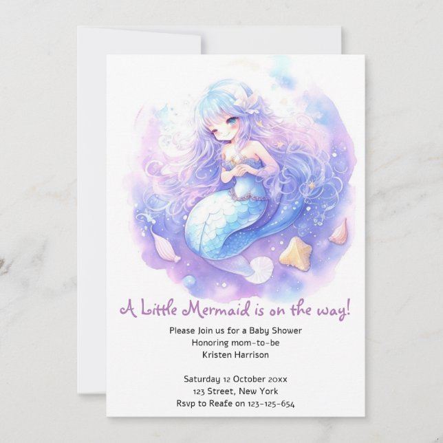 Enchanting Ocean Fantasy Mermaid Baby Shower Invitation (Front)