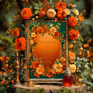 Enchanting Orange and Green Autumn Druid Wedding Poster