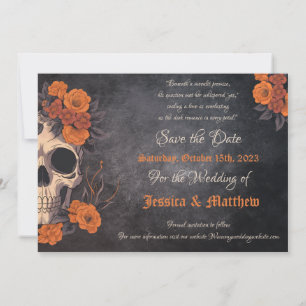 Enchanting Orange Bouquet on Cream Skull STD  Invitation