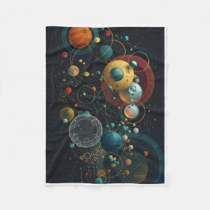 Enchanting Outer Space With Planets And Stars Flee Fleece Blanket
