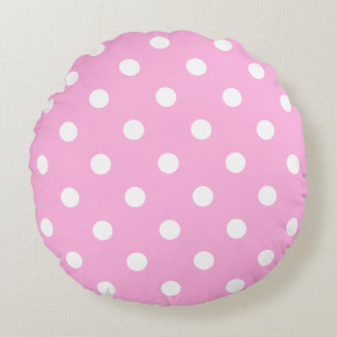 Enchanting Pastel Light Pink With Big Polka Dots Round Cushion