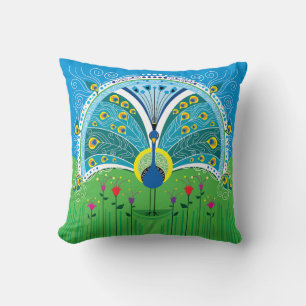 Enchanting Peacock Symmetry Cushion