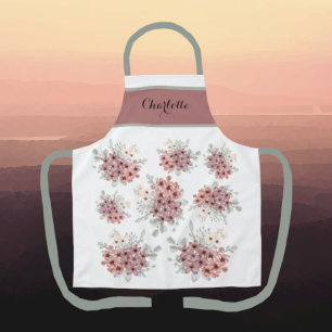 Enchanting Pink and White Wildflower Bouquet Apron