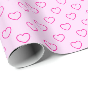 Enchanting Pink Hearts On Light Pink Wrapping Paper