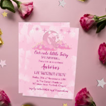 Enchanting Pink Little Fairy in Clouds Birthday