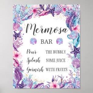 Enchanting Pink Purple Under the Sea Mermosa Bar  Poster