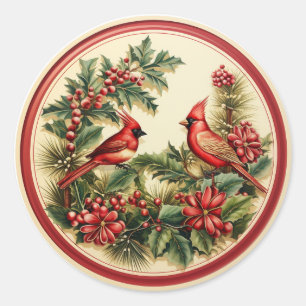 Enchanting Red Cardinals Classic Round Sticker