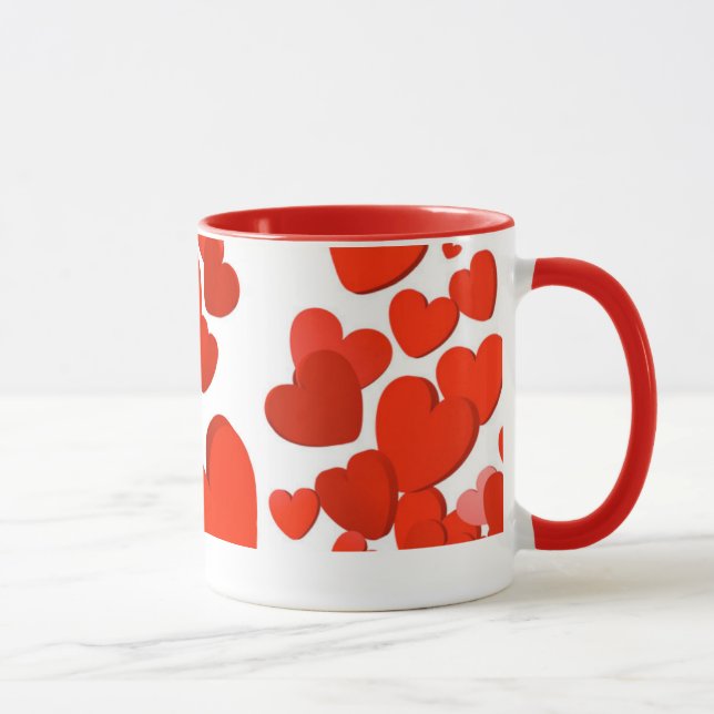 Enchanting Red Coloured Heart Mug (Right)