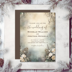 Enchanting Romantic Winter Garden Floral Wedding Invitation