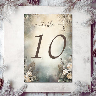 Enchanting Romantic Winter Garden Floral Wedding Table Number