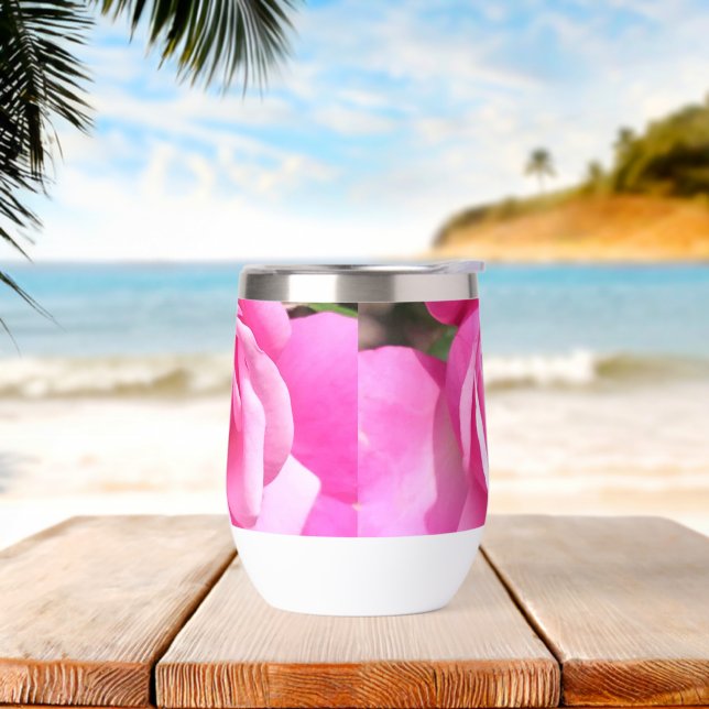 Enchanting Rose Stainless Steel Wine Tumbler (Beach)