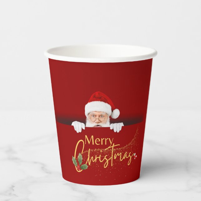 Enchanting Santa Claus Merry Christmas Festive  Paper Cups (Back)