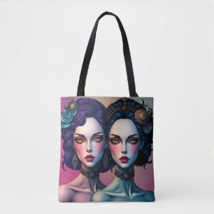 Enchanting Twin Sisters Portrait Tote Bag