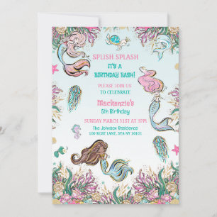Enchanting Under The Sea Mermaid Birthday Party Invitation