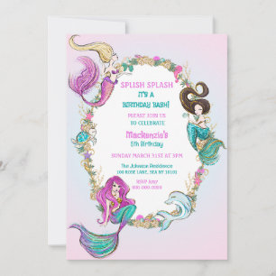 Enchanting Under The Sea Mermaid Birthday Party Invitation