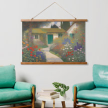 Enchanting Vintage Cottage Landscape Painting