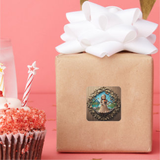 Enchanting Violinist Card Square Sticker