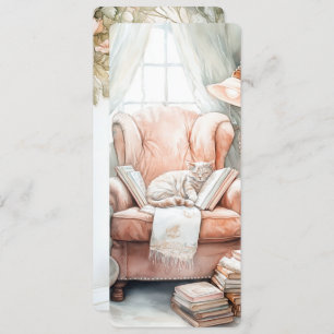 Enchanting Watercolor Booklover Bookmark Invitation