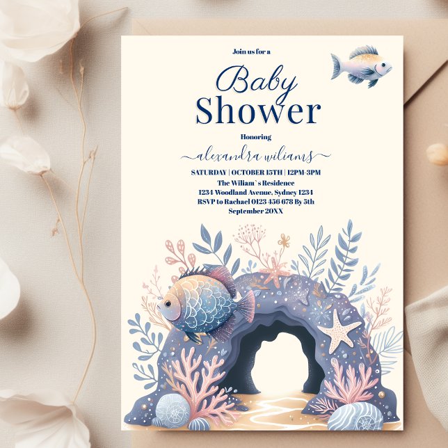 Enchanting Watercolor Under-the-Sea Baby Shower Invitation (Creator Uploaded)