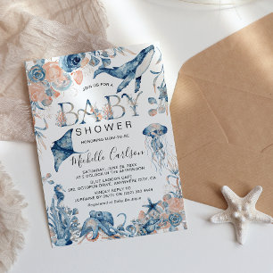 Enchanting Watercolor Under-the-Sea Baby Shower Invitation