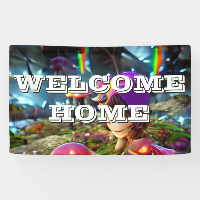 Enchanting Welcome Home Banner with Mushrooms  (Horizontal)