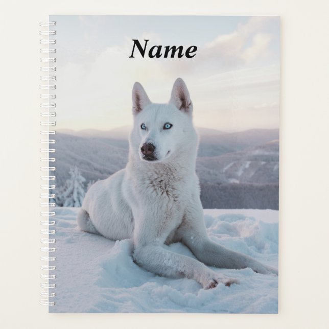 Enchanting White Husky Dog in the snow Planner (Front)