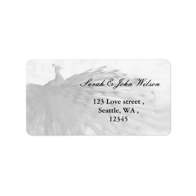 enchanting white peacock address label (Front)