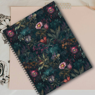 Enchanting Wildflower Garden I Pink and Dark Green Notebook