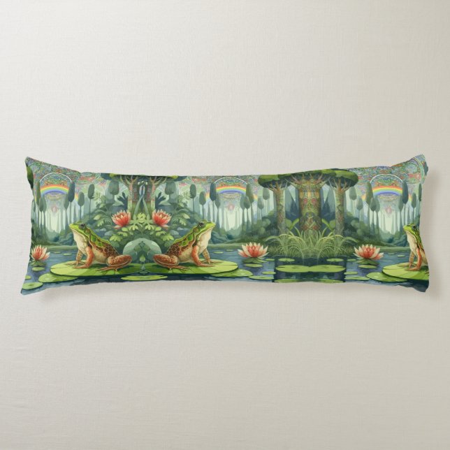 Enchanting William Morris Frog in a Forest  Body Cushion (Front)