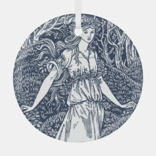 Enchanting William Morris–Style Woodland woman Glass Tree Decoration