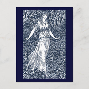 Enchanting William Morris–Style Woodland woman Postcard