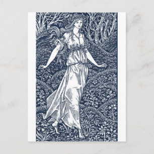 Enchanting William Morris–Style Woodland woman Postcard